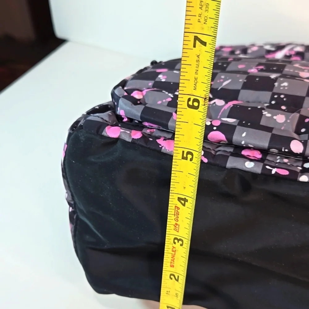 NWT Checkered Backpack with Pink and White Splatter Zippered Padded